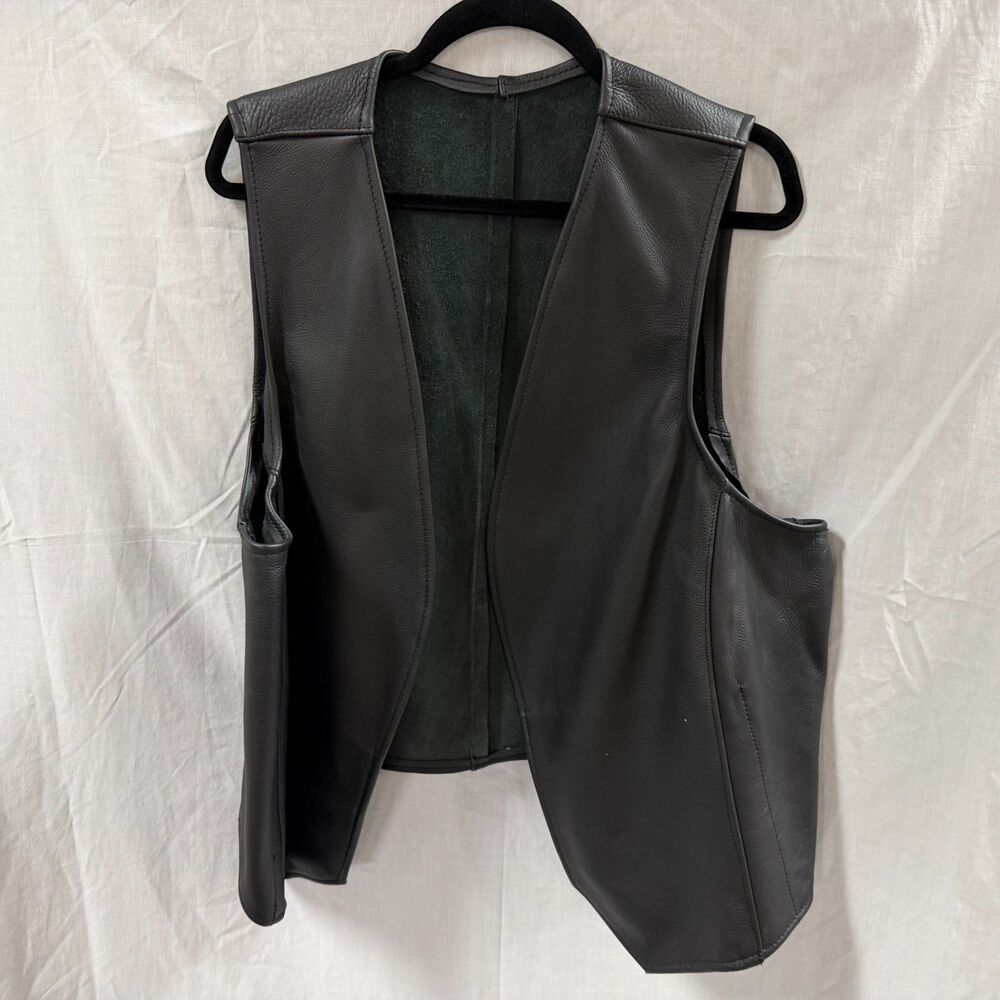 Leather Vest Motorcycle Black CJs Leather Denver CO USA XXL